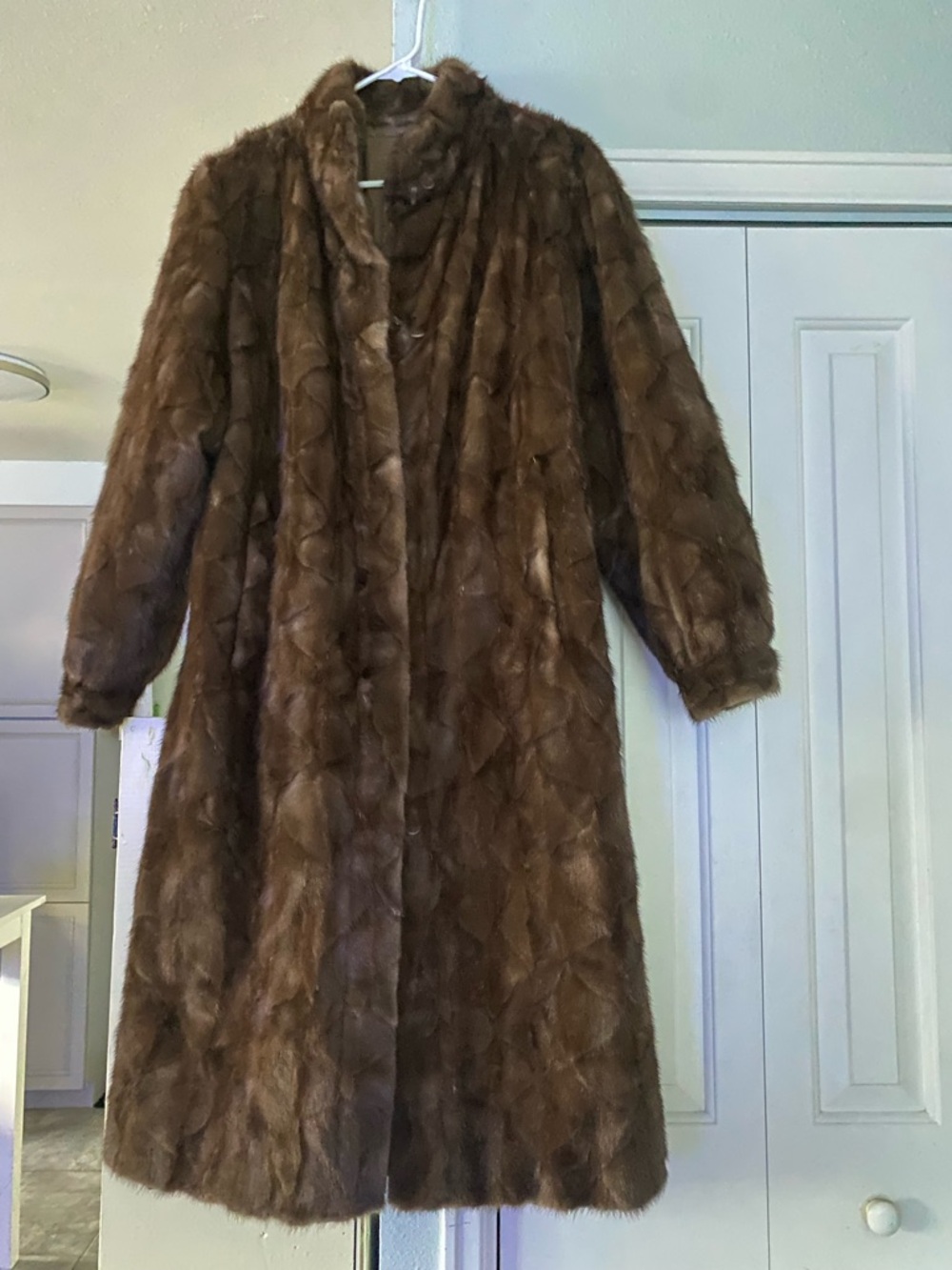 Classic Brown Mink Fur Long Coat - Women's Outerwear